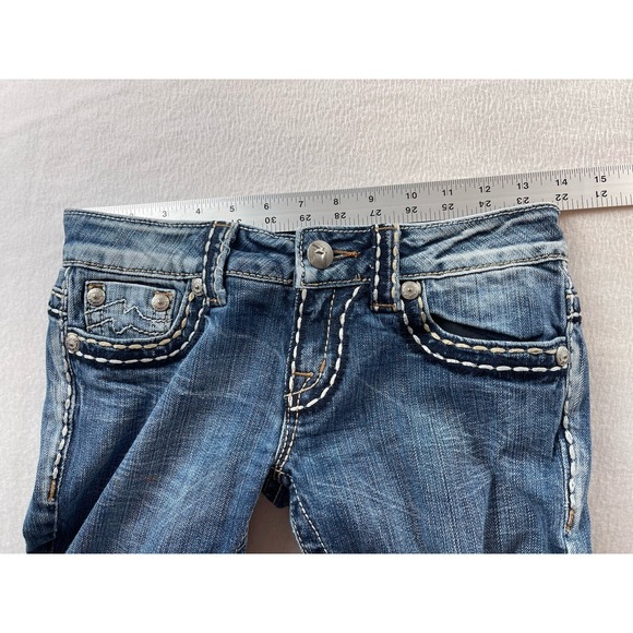 Miss Me Jeans 26 Irene Straight Low Rise Flap Pocket Blue Denim - Picture 11 of 16